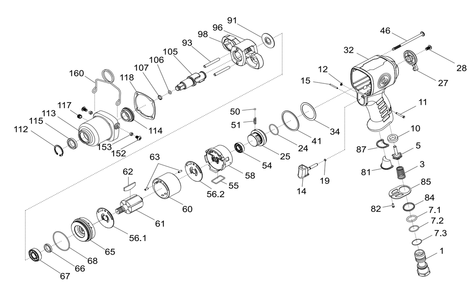 Fig-0 Diagram and Parts List for CP6738-P05R  Chicago Pneumatic Wrench